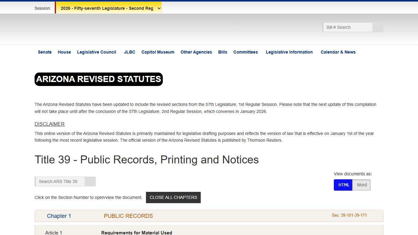 Arizona Revised Statutes